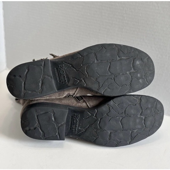 Born Ouvea Boots Womens Taupe Suede Ankle Tassel Braided Strap Zip Western Sz 10 - Picture 10 of 13